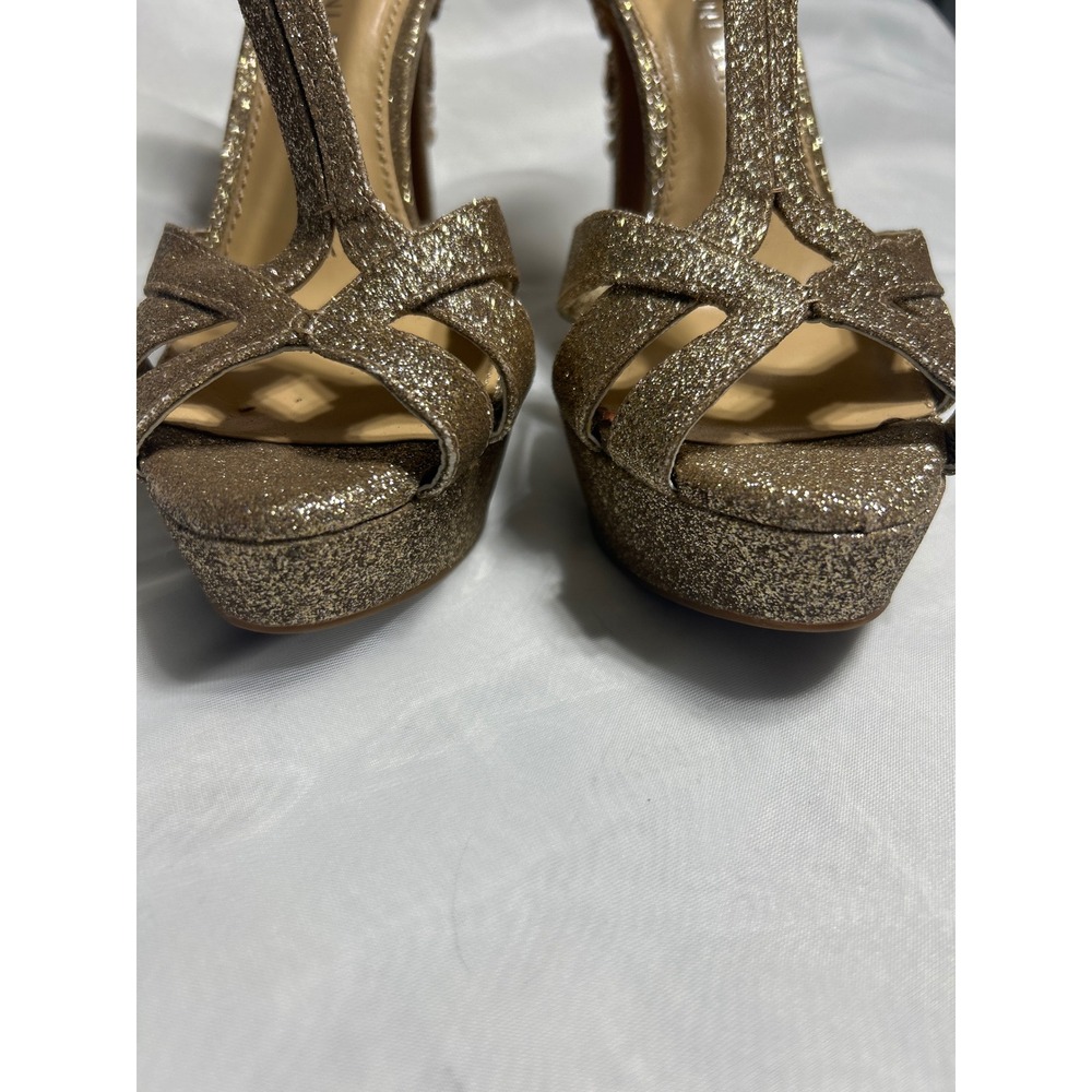 Gianni Bini Gold Glitter Jeweled Heels Platform Stiletto Party Shoes Size 6M - Picture 2 of 8
